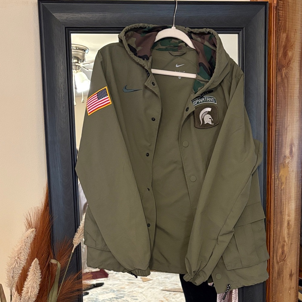 Nike Olive Jacket with Camo Hood